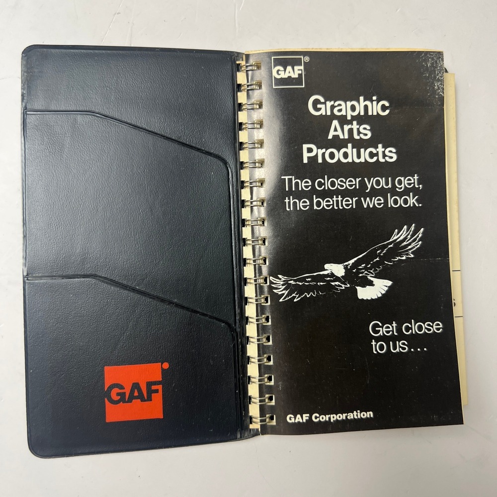 GAF Graphic Arts Pocket Planner 1979 Black Vintage Calendar Ephemera Office